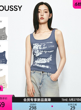 MOUSSY 2026夏季新品美式复古风渐变字母针织背心028JSZ90-1044
