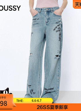 MOUSSY&Monchhichi合作款2026夏季新品涂鸦风牛仔裤028JSZ01-1009