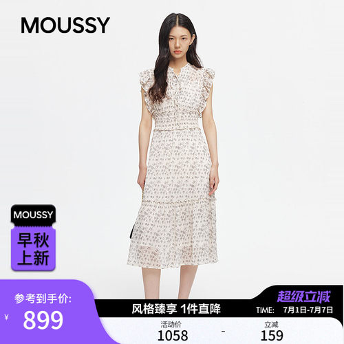 MOUSSY2026夏季新品法式温柔田园风碎花无袖连衣裙028JSC33-1033