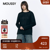 2026早春新品 慵懒性感暗纹圆领长袖 针织衫 MOUSSY 女028JSC80 1022