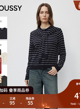 MOUSSY2025秋季新品法式慵懒风披肩领针织开衫女028IAC70-1048