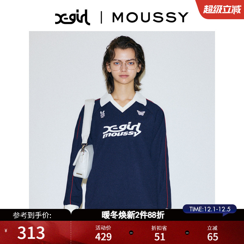 moussy美式校园风针织衫