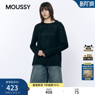2026春季 女028JSC80 新品 针织衫 1022 慵懒性感暗纹圆领长袖 MOUSSY