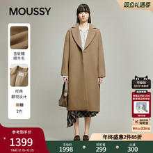 MOUSSY 2025冬季新品通勤复古风长款直筒毛呢外套女028IAA30-1931