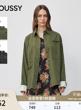 MOUSSY春季新品休闲风后背字母印花长袖衬衫女028IAZ30-1041