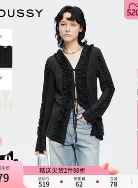MOUSSY 早春新品甜美风荷叶边绑带衬衫外套女028IAA30-1016