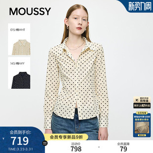 女010JS230 MOUSSY 复古优雅风撞色波点通勤衬衫 新品 1611 2026春季