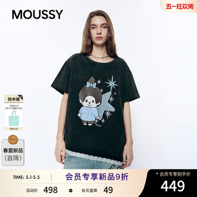 MOUSSY&Monchhichi合作款 2026夏季新品慵懒印花T恤028JSZ01-1006