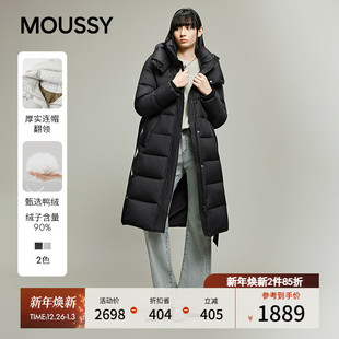 羽绒服外套028IAA30 MOUSSY 系带收腰连帽90长款 新品 1051 2025冬季