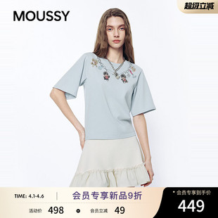 MOUSSY&Monchhichi合作款 新品 项链印花T恤028JSZ01 1002 2026夏季