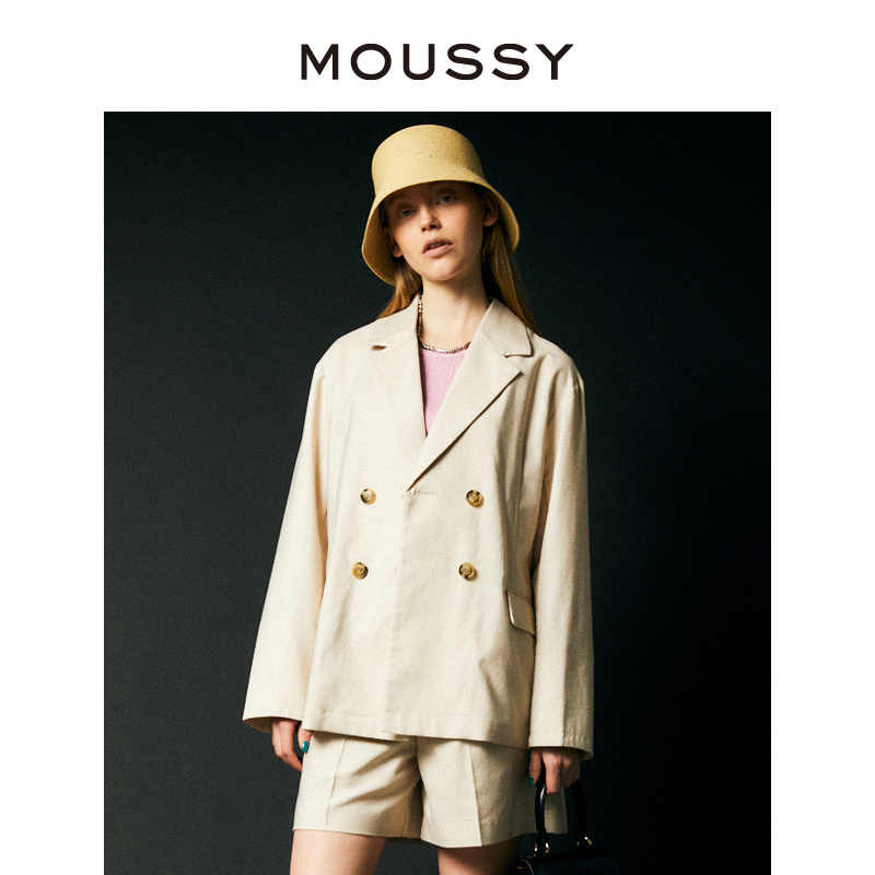 MOUSSY 简约通清风双排扣气质直筒西装外套010FS230-0710 女装/女士精品 短外套 原图主图