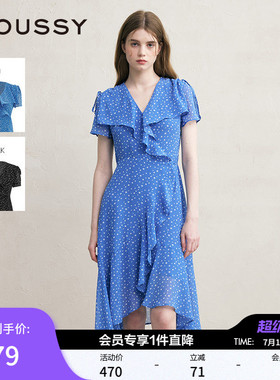 MOUSSY春季法式度假风不规则茶歇裙连衣裙028ISZ30-3031