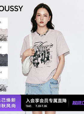 明星同款 MOUSSY 2026春季新品复古做旧印花圆领T恤028JSA90-1016