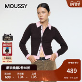 010IA170 MOUSSY 3471 甜酷风撞色假两件修身 毛针织衫 秋季 新品