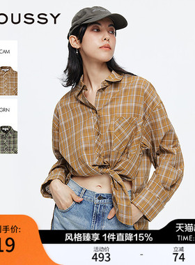 MOUSSY复古宽松时尚舒适长袖衬衫女 028ISA30-4071