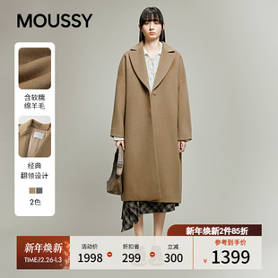 直筒毛呢外套女028IAA30 MOUSSY 通勤复古风长款 新品 1931 2025冬季