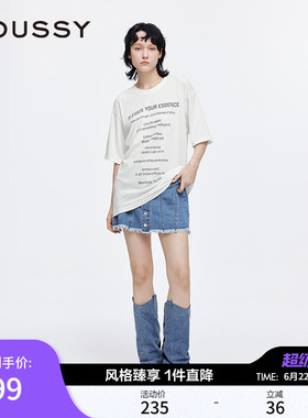 MOUSSY 早春新品复古印花字母宽松舒适短袖T恤028IAA90-0571