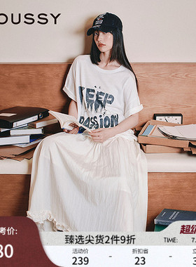 MOUSSY 早春潮流涂鸦风字母印花宽松短袖T恤028IAA90-1002