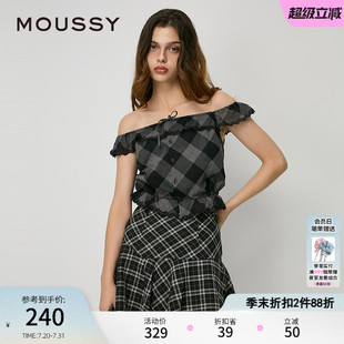 0411 MOUSSY 夏季 新品 文艺港风多穿法格纹吊带上衣女028HAZ30