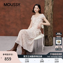 MOUSSY 2026夏季新品法式复古风腰果花荷叶边连衣裙028JSB33-1022