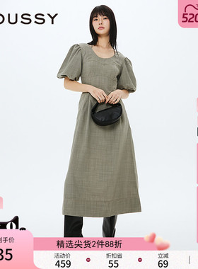 MOUSSY 春季法式优雅甜美泡泡袖系带连衣裙010HS233-0141