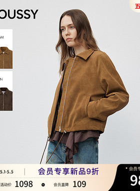 MOUSSY 春季新品复古风简约翻领长袖夹克外套女028IAA30-1028