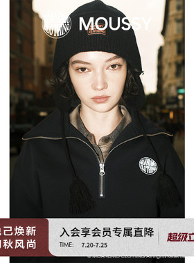 MOUSSY x MOANDMO 2026春季新品半拉链刺绣字母卫衣010IAF01-7541