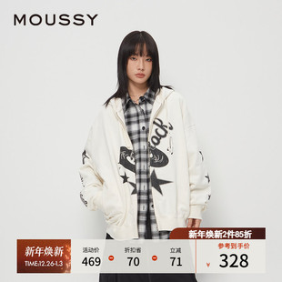 复古摇滚音符印花卫衣外套028HAZ90 MOUSSY 美式 新品 2231 秋季