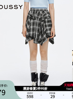 MOUSSY 春季新品假美式辣妹风假两件格纹半身裙028ISA31-4121