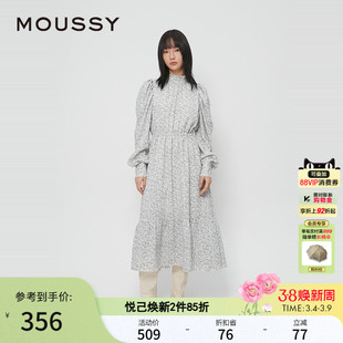 MOUSSY秋季新品法式田园风花边立领碎花连衣裙028HAZ30-1331