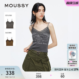MOUSSY 新品 甜辣風蕾絲邊做舊印花小吊帶女010IS290 4191 2025夏季