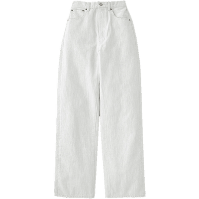 moussy休闲风白色直筒牛仔裤