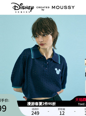 MOUSSY 夏季新品迪士尼联名刺绣POLO针织上衣女010HSL70-0100