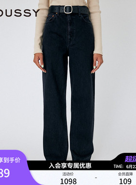 MOUSSY 春季新品智性通勤风黑色直筒牛仔裤女010HSA11-0370