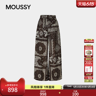 MOUSSY 2026夏季新品波西米亚复古印花阔腿休闲裤女028JSA31-1065