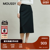 MOUSSY 1471 通勤文艺风纯色简约半身裙女031IAA31 秋季 新品