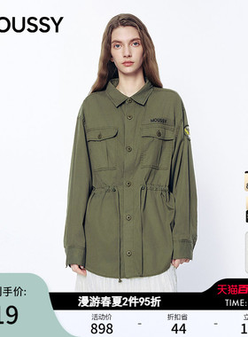 MOUSSY 2026春季新品复古工装风多口袋抽绳衬衫外套028ISB30-1007