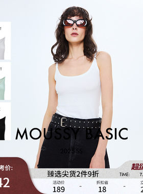 MOUSSY 春季新品简约风多色窄肩带小吊带背心女028ISA80-2711