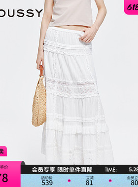 MOUSSY 早春新品清新优雅镂空拼接半身长裙女028ISA31-1002