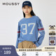 T恤女010ISL90 MOUSSY 撞色运动感宽松圆领长袖 新品 1311 春季