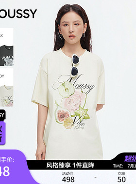 MOUSSY2026夏季新品美式复古做旧风水果印花宽松T恤028JSZ90-1075
