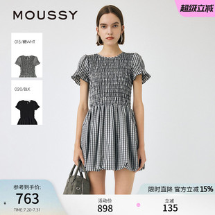 9661 MOUSSY 2025甜美可爱荷叶边袖 口抽褶收腰短款 连衣裙010IS233