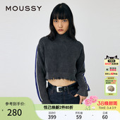 女010HAL70 MOUSSY 废土风磨破下摆金属标针织衫 新品 5591 冬季