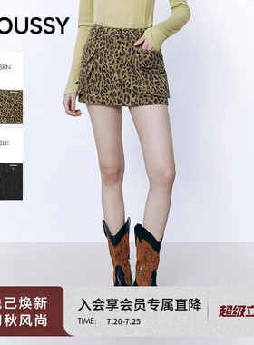 MOUSSY 2026春季新品街头辣妹风豹纹大口袋修身短裙028JSA31-1022