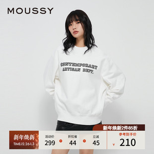 宽松圆领卫衣女028HAA90 MOUSSY 植绒字母基础款 新品 2911 冬季