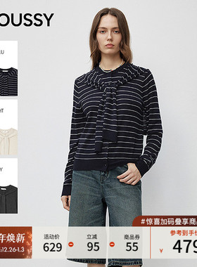 MOUSSY2025秋季新品法式慵懒风披肩领针织开衫女028IAC70-1048