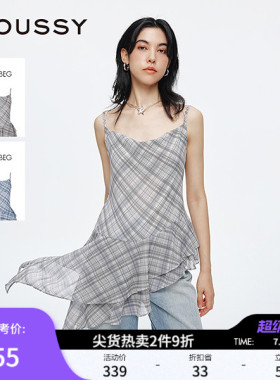 MOUSSY 夏季新品不规则下摆时尚格纹修身吊带衫028ISA33-4091