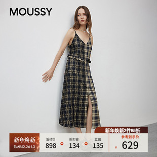 子蕾丝拼接连衣裙028IAA33 复古优雅风格 1009 新品 MOUSSY2025秋季