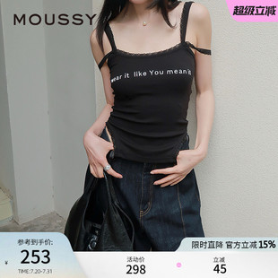 2025夏季 甜辣简约字母修身 MOUSSY 新品 1009 针织吊带衫 女028ISA90