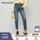 5901 女010HAA12 MOUSSY 复古休闲风水洗磨损设计铅笔牛仔裤
